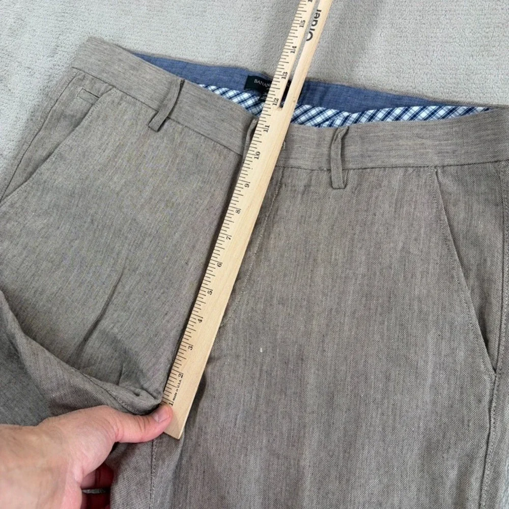 Banana Republic Aiden Fit Trouser Pants in Brown Men 34x36 Linen Blend